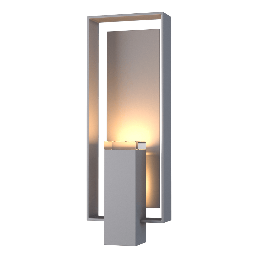 Hubbardton Forge Shadow Box Large Outdoor Sconce Outdoor Wall Lights Hubbardton Forge Coastal Burnished Steel Clear Glass (ZM) Coastal Burnished Steel