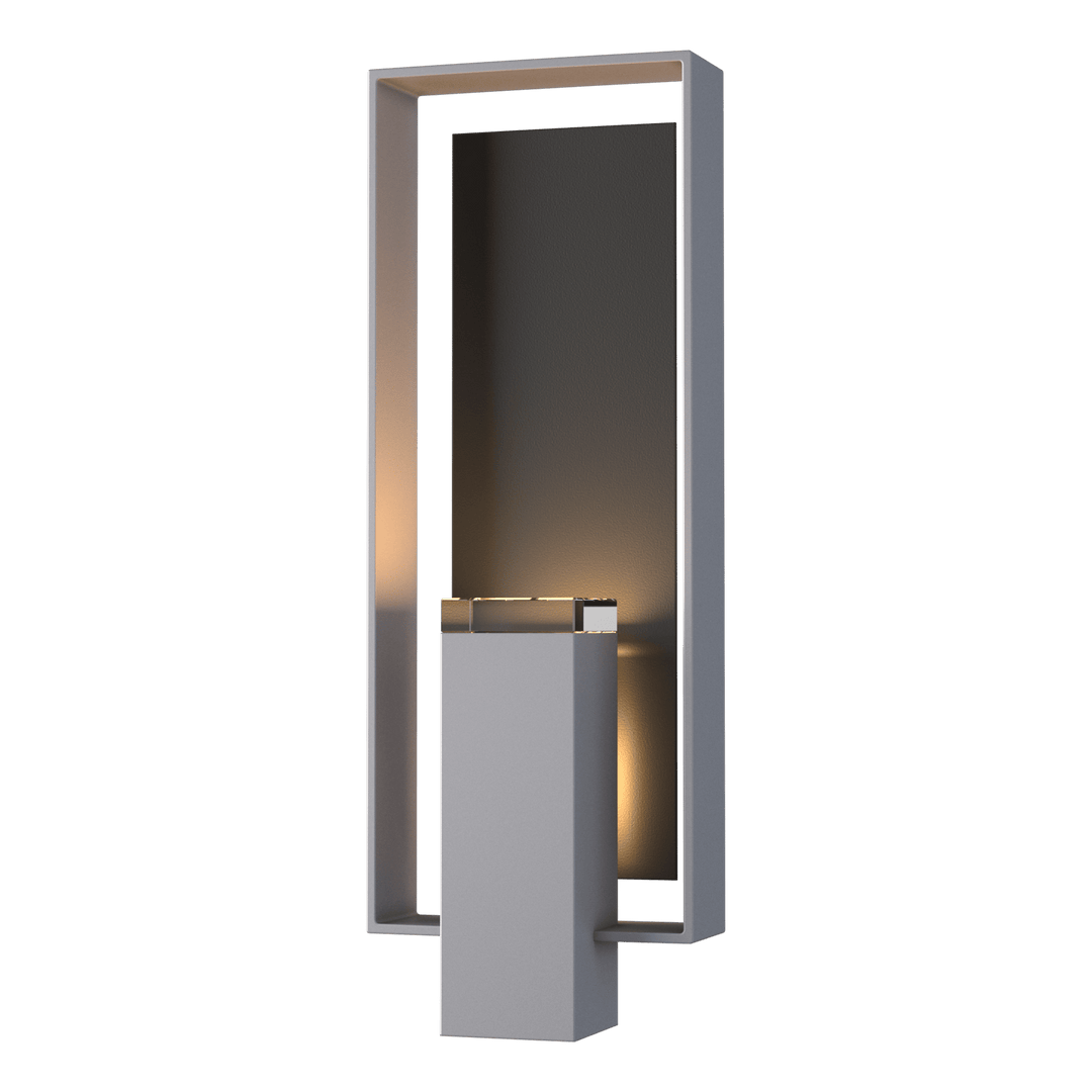 Hubbardton Forge Shadow Box Large Outdoor Sconce Outdoor Wall Lights Hubbardton Forge Coastal Burnished Steel Clear Glass (ZM) Coastal Black