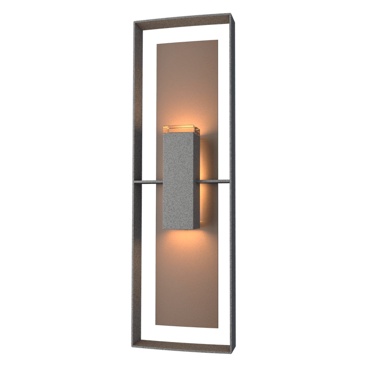 Hubbardton Forge Shadow Box Tall Outdoor Sconce Outdoor Wall Lights Hubbardton Forge Coastal Natural Iron Clear Glass (ZM) Coastal Bronze