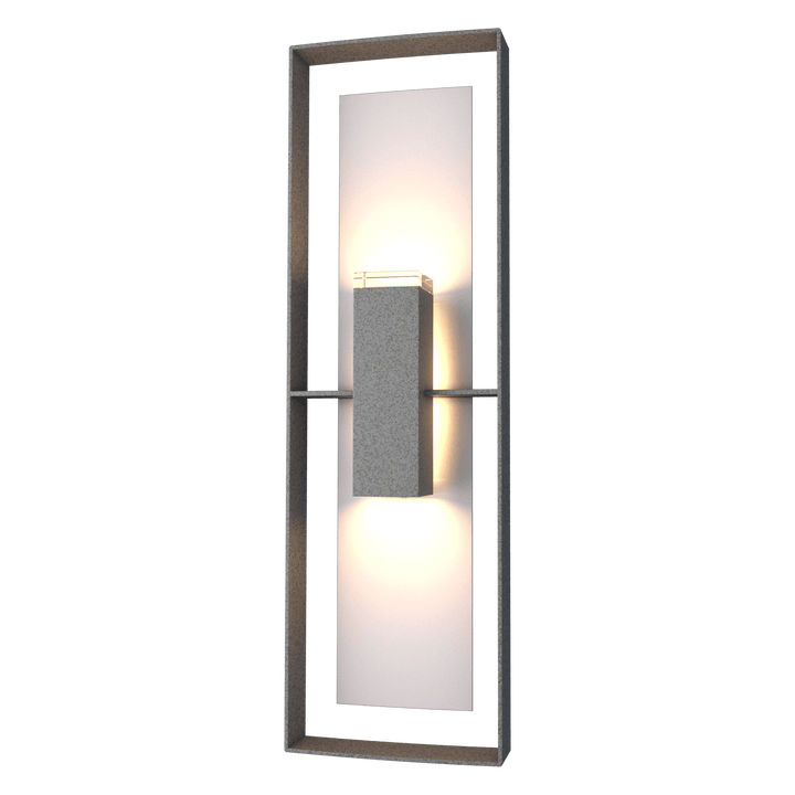 Hubbardton Forge Shadow Box Tall Outdoor Sconce Outdoor Wall Lights Hubbardton Forge Coastal Natural Iron Clear Glass (ZM) Coastal Burnished Steel