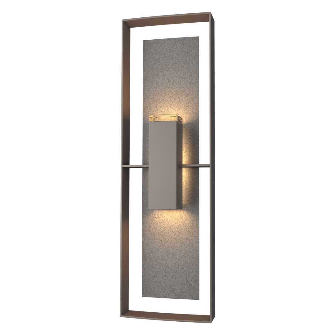 Hubbardton Forge Shadow Box Tall Outdoor Sconce Outdoor Wall Lights Hubbardton Forge Coastal Dark Smoke Clear Glass (ZM) Coastal Natural Iron