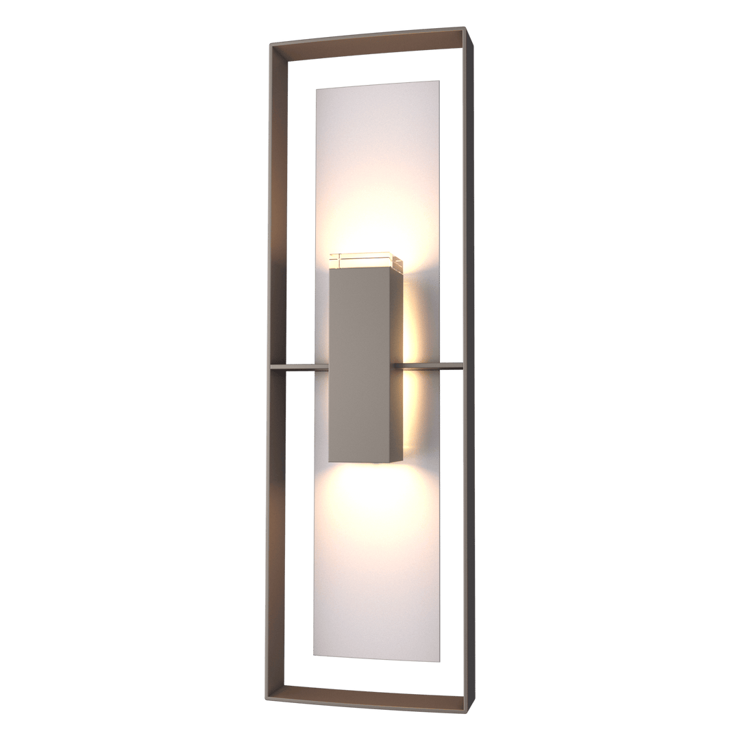 Hubbardton Forge Shadow Box Tall Outdoor Sconce Outdoor Wall Lights Hubbardton Forge Coastal Dark Smoke Clear Glass (ZM) Coastal Burnished Steel