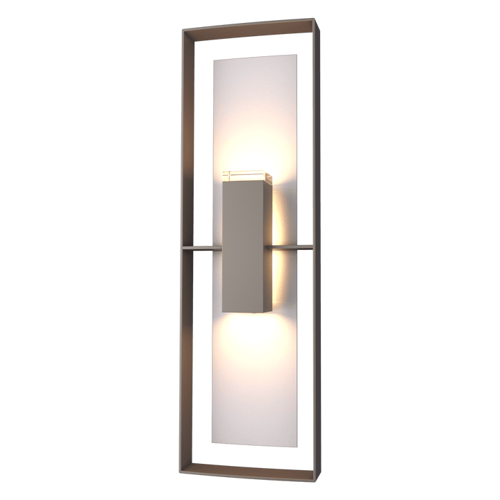 Hubbardton Forge Shadow Box Tall Outdoor Sconce Outdoor Wall Lights Hubbardton Forge Coastal Dark Smoke Clear Glass (ZM) Coastal Burnished Steel