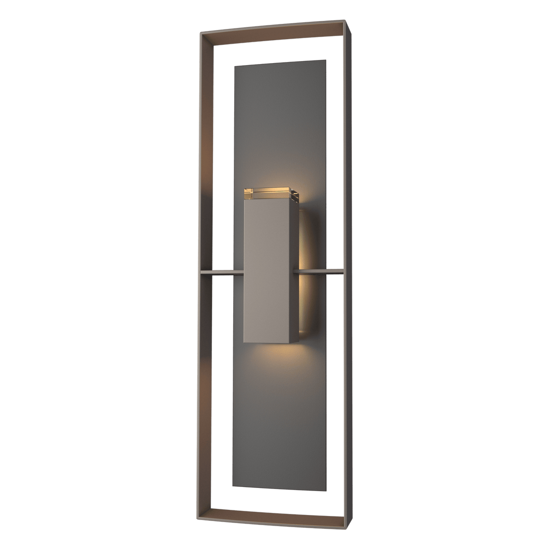 Hubbardton Forge Shadow Box Tall Outdoor Sconce Outdoor Wall Lights Hubbardton Forge Coastal Dark Smoke Clear Glass (ZM) Coastal Black