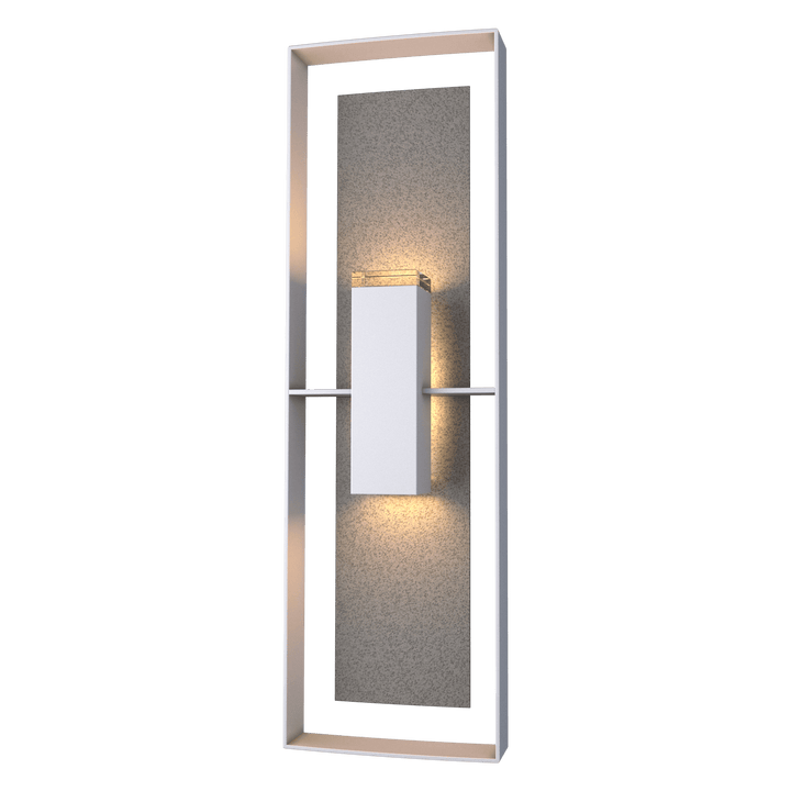 Hubbardton Forge Shadow Box Tall Outdoor Sconce Outdoor Wall Lights Hubbardton Forge Coastal Burnished Steel Clear Glass (ZM) Coastal Natural Iron