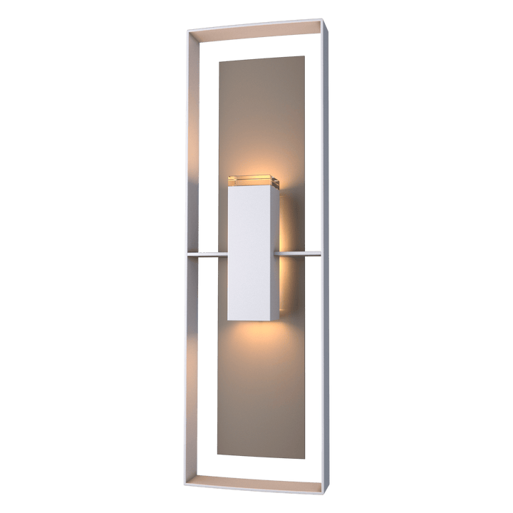 Hubbardton Forge Shadow Box Tall Outdoor Sconce Outdoor Wall Lights Hubbardton Forge Coastal Burnished Steel Clear Glass (ZM) Coastal Dark Smoke