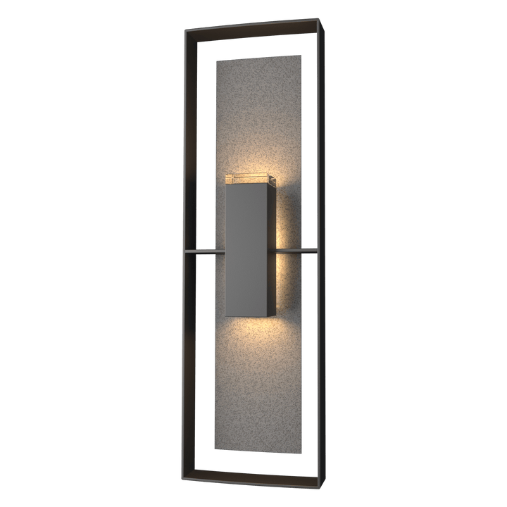 Hubbardton Forge Shadow Box Tall Outdoor Sconce Outdoor Wall Lights Hubbardton Forge Coastal Black Clear Glass (ZM) Coastal Natural Iron