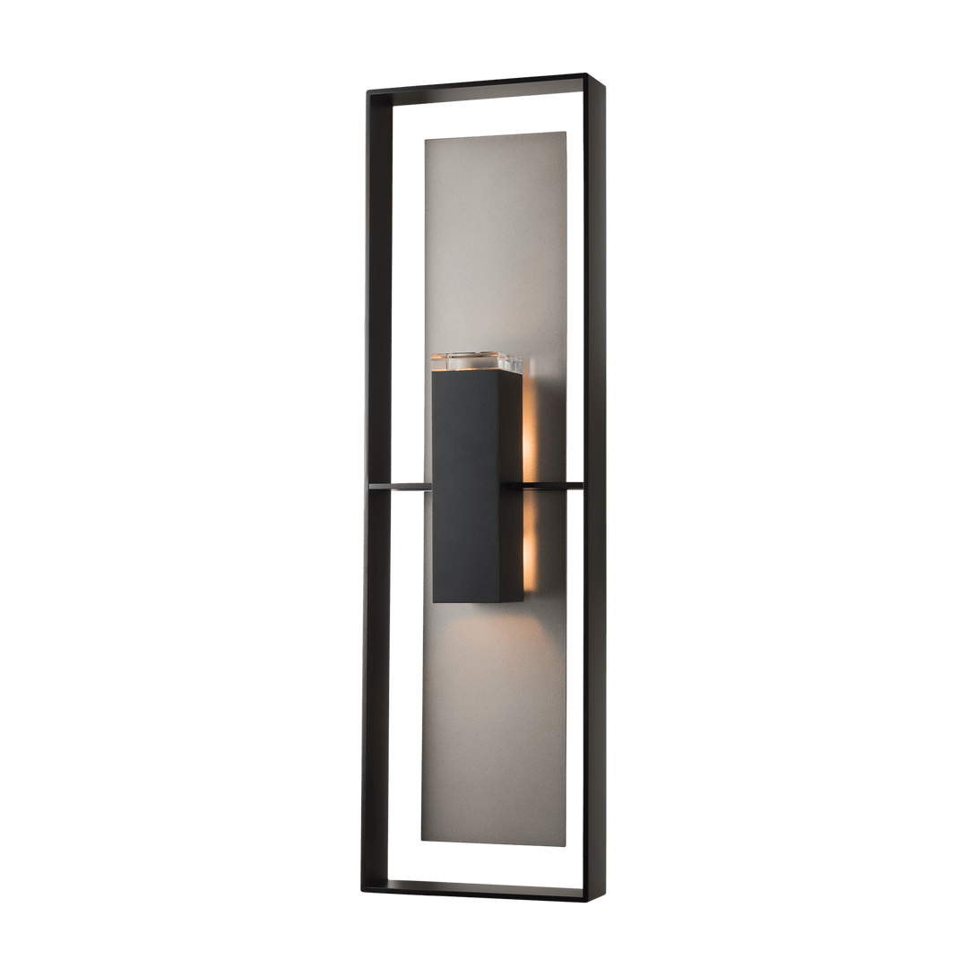 Hubbardton Forge Shadow Box Tall Outdoor Sconce Outdoor Wall Lights Hubbardton Forge Coastal Black Clear Glass (ZM) Coastal Burnished Steel