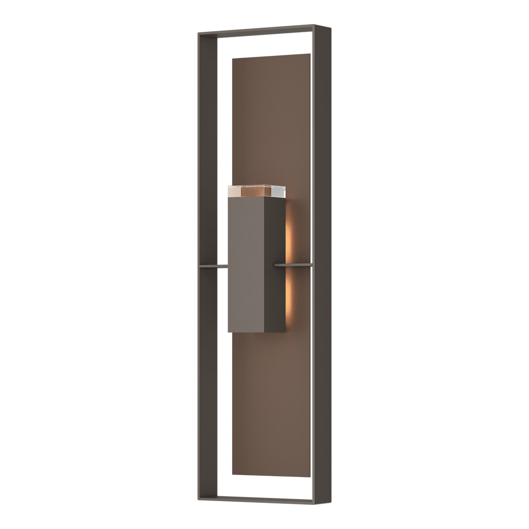 Hubbardton Forge Shadow Box Extra Tall Sconce Outdoor Wall Lights Hubbardton Forge Coastal Dark Smoke Clear Glass (ZM) Coastal Bronze