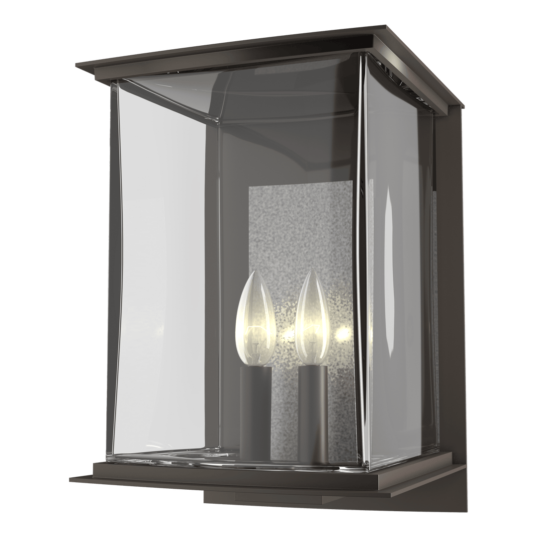 Hubbardton Forge Kingston Outdoor Large Sconce Outdoor Wall Lights Hubbardton Forge Coastal Dark Smoke Clear Glass (ZM) Translucent Vintage Platinum