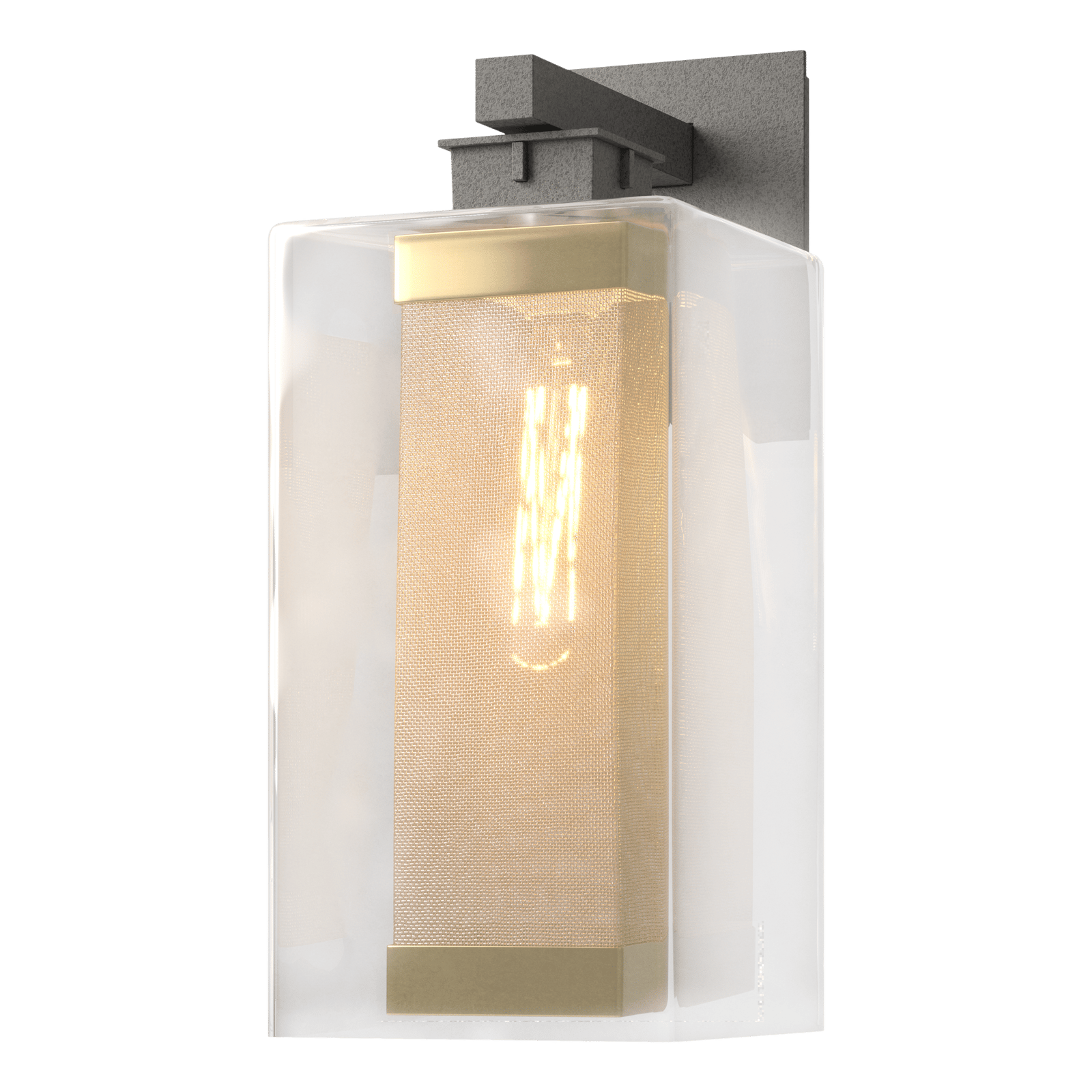 Hubbardton Forge Polaris Outdoor Large Sconce Outdoor l Wall Hubbardton Forge Coastal Natural Iron Clear Glass (ZM) Coastal Gold