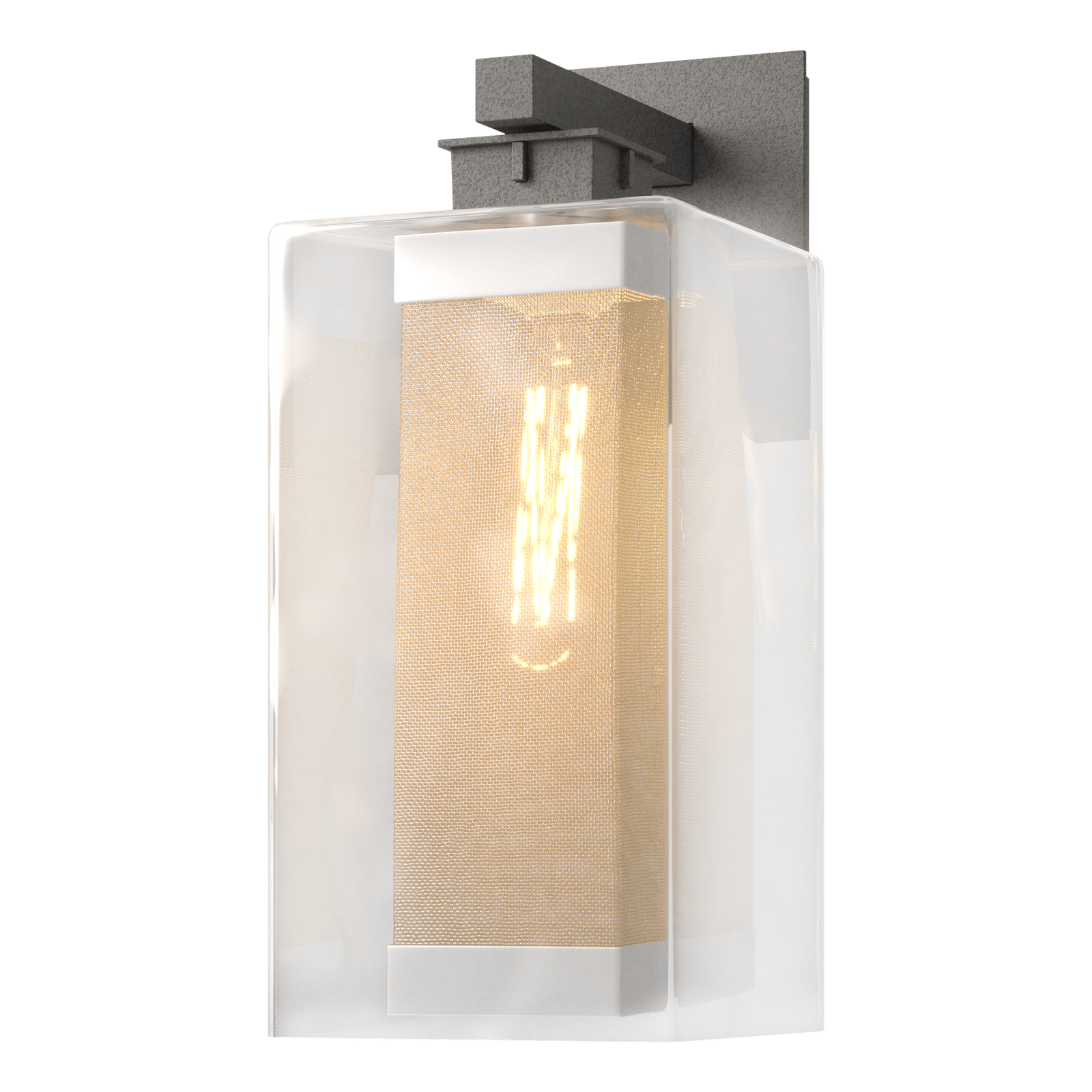 Hubbardton Forge Polaris Outdoor Large Sconce Outdoor l Wall Hubbardton Forge Coastal Natural Iron Clear Glass (ZM) Coastal Silver