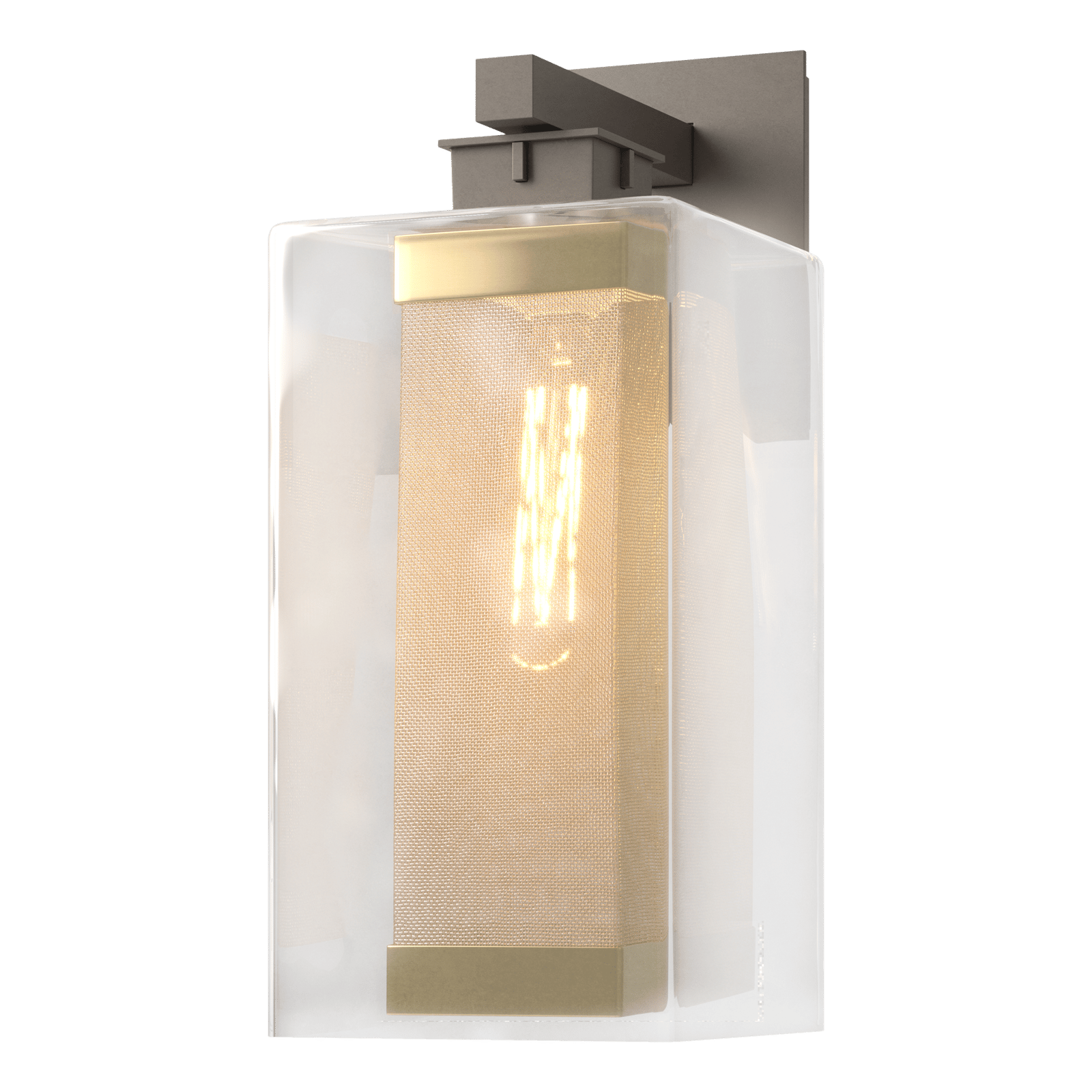 Hubbardton Forge Polaris Outdoor Large Sconce Outdoor l Wall Hubbardton Forge Coastal Dark Smoke Clear Glass (ZM) Coastal Gold