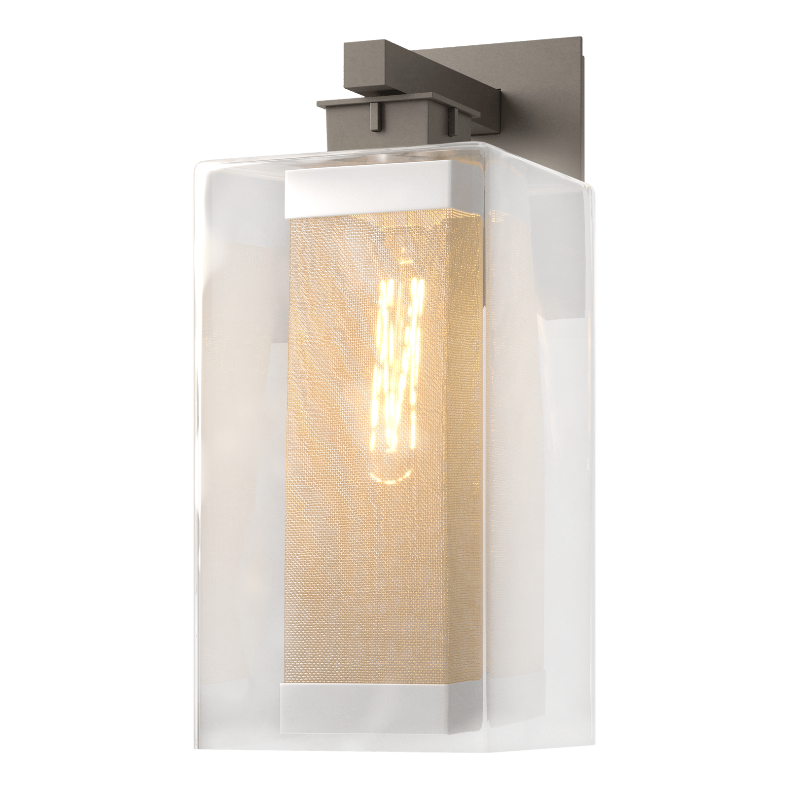 Hubbardton Forge Polaris Outdoor Large Sconce Outdoor l Wall Hubbardton Forge Coastal Dark Smoke Clear Glass (ZM) Coastal Silver