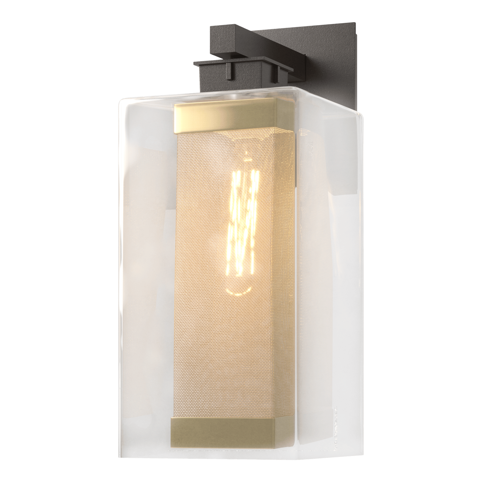 Hubbardton Forge Polaris Outdoor Large Sconce Outdoor l Wall Hubbardton Forge Coastal Burnished Steel Clear Glass (ZM) Coastal Gold