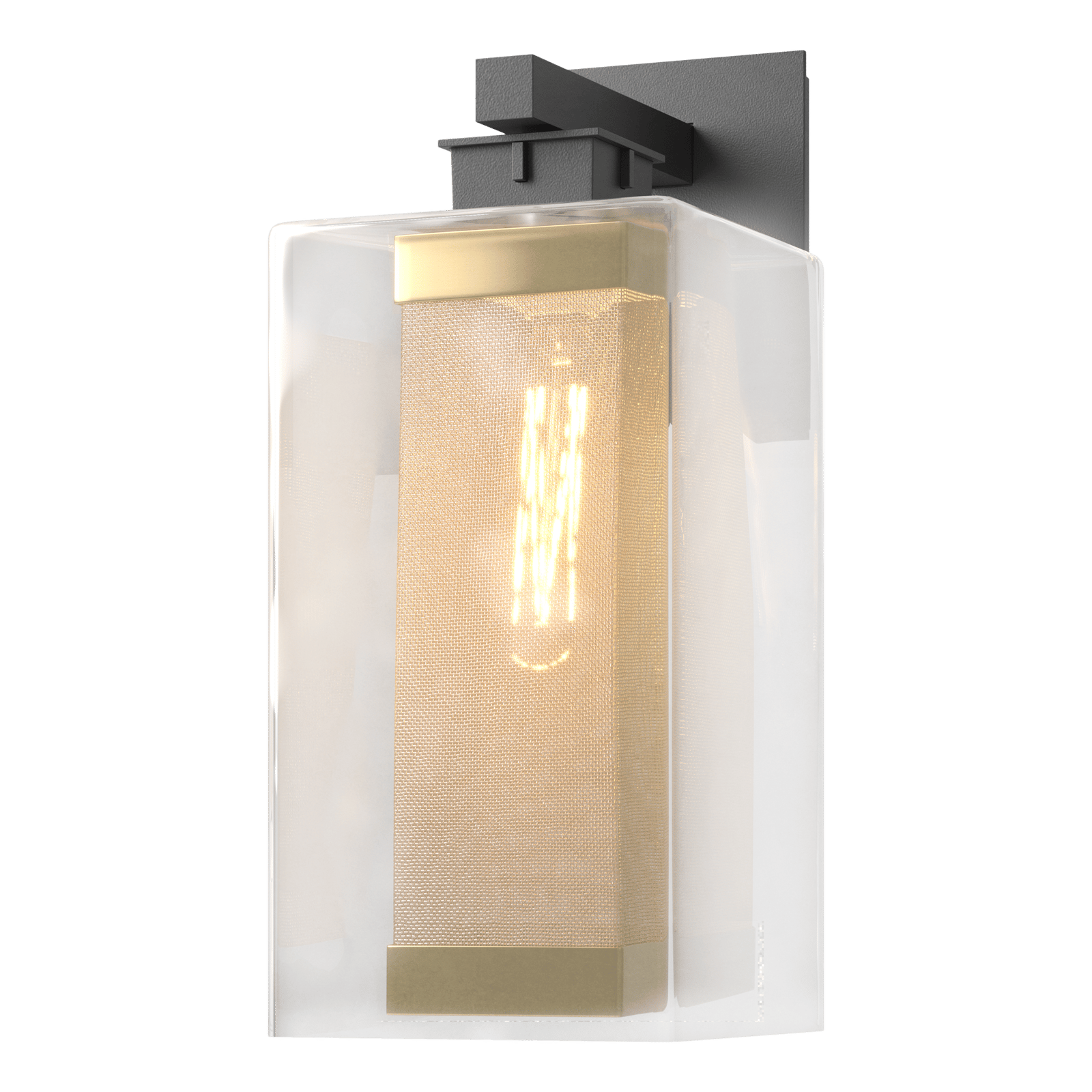 Hubbardton Forge Polaris Outdoor Large Sconce Outdoor l Wall Hubbardton Forge Coastal Black Clear Glass (ZM) Coastal Gold