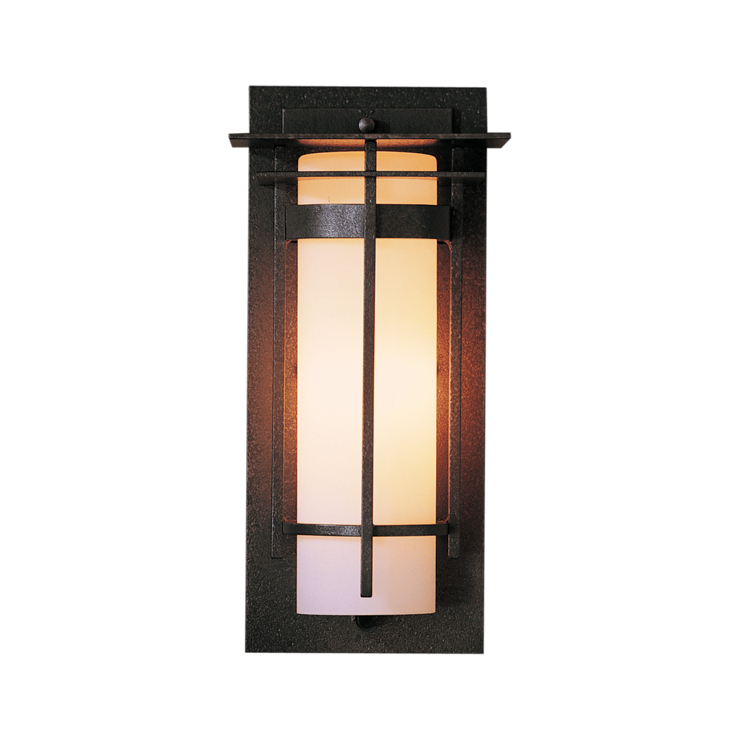 Hubbardton Forge Banded with Top Plate Small Outdoor Sconce Outdoor Wall Lights Hubbardton Forge Coastal Natural Iron  