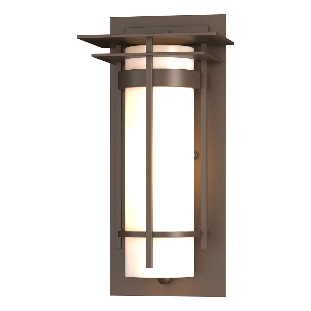 Hubbardton Forge Banded with Top Plate Small Outdoor Sconce Outdoor Wall Lights Hubbardton Forge Coastal Bronze  