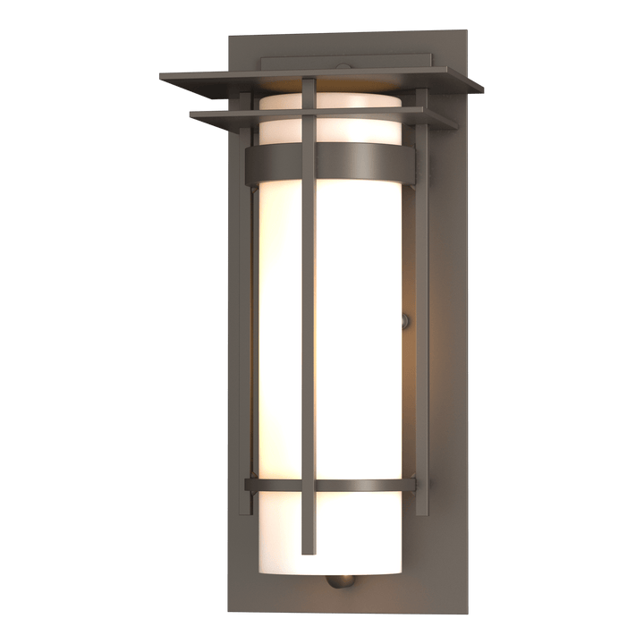 Hubbardton Forge Banded with Top Plate Small Outdoor Sconce Outdoor Wall Lights Hubbardton Forge Coastal Dark Smoke  