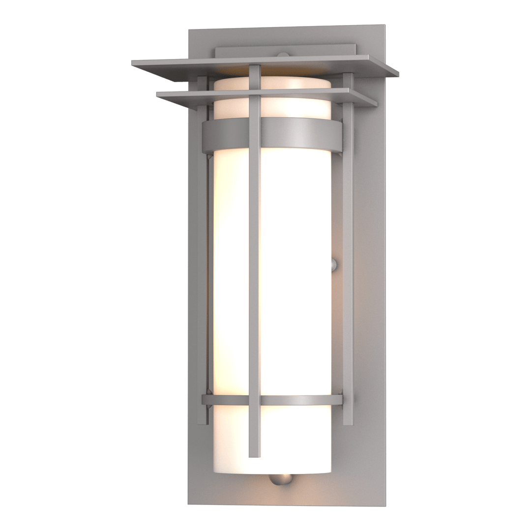 Hubbardton Forge Banded with Top Plate Small Outdoor Sconce Outdoor Wall Lights Hubbardton Forge Coastal Burnished Steel  