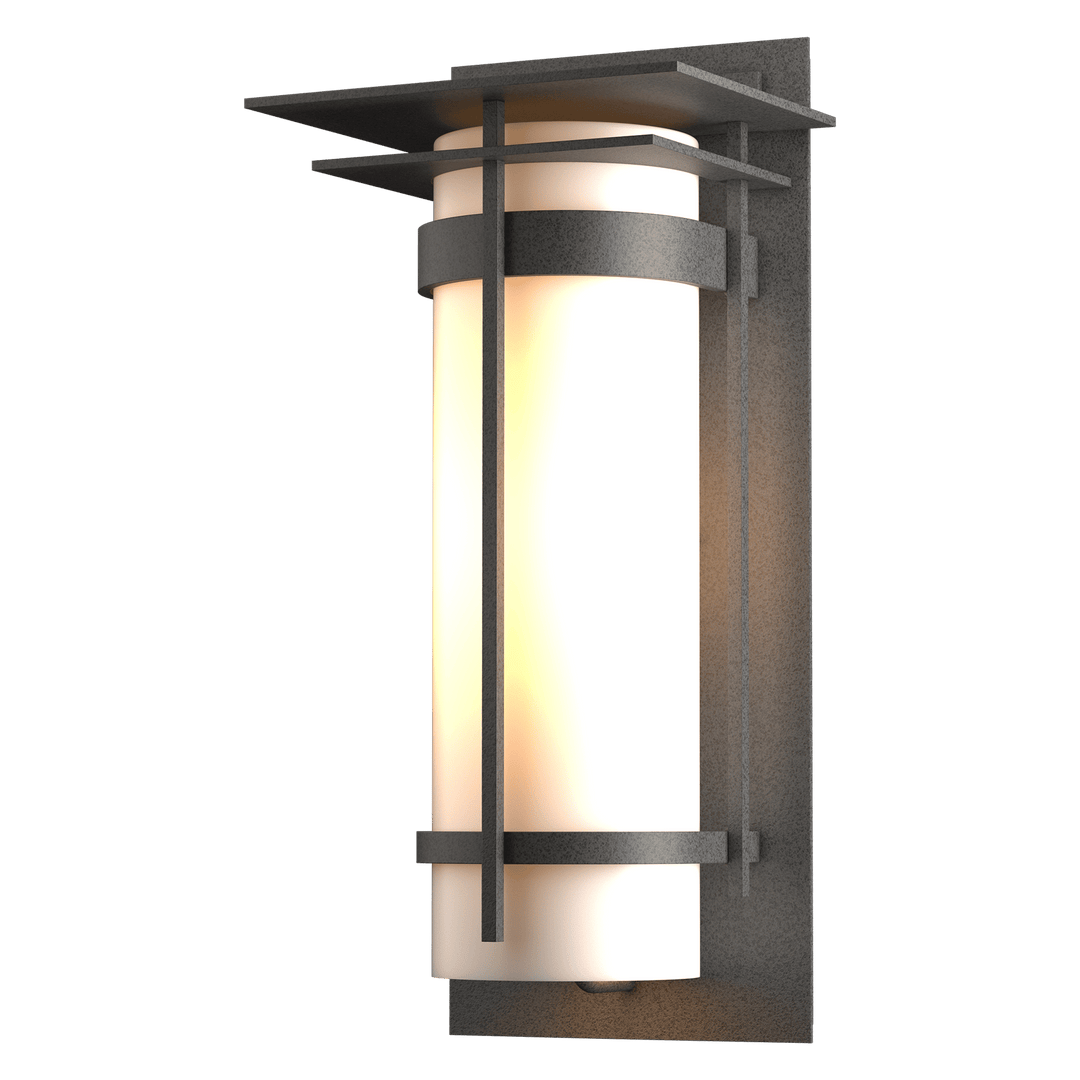 Hubbardton Forge Banded with Top Plate Large Outdoor Sconce Outdoor Wall Lights Hubbardton Forge Coastal Natural Iron  