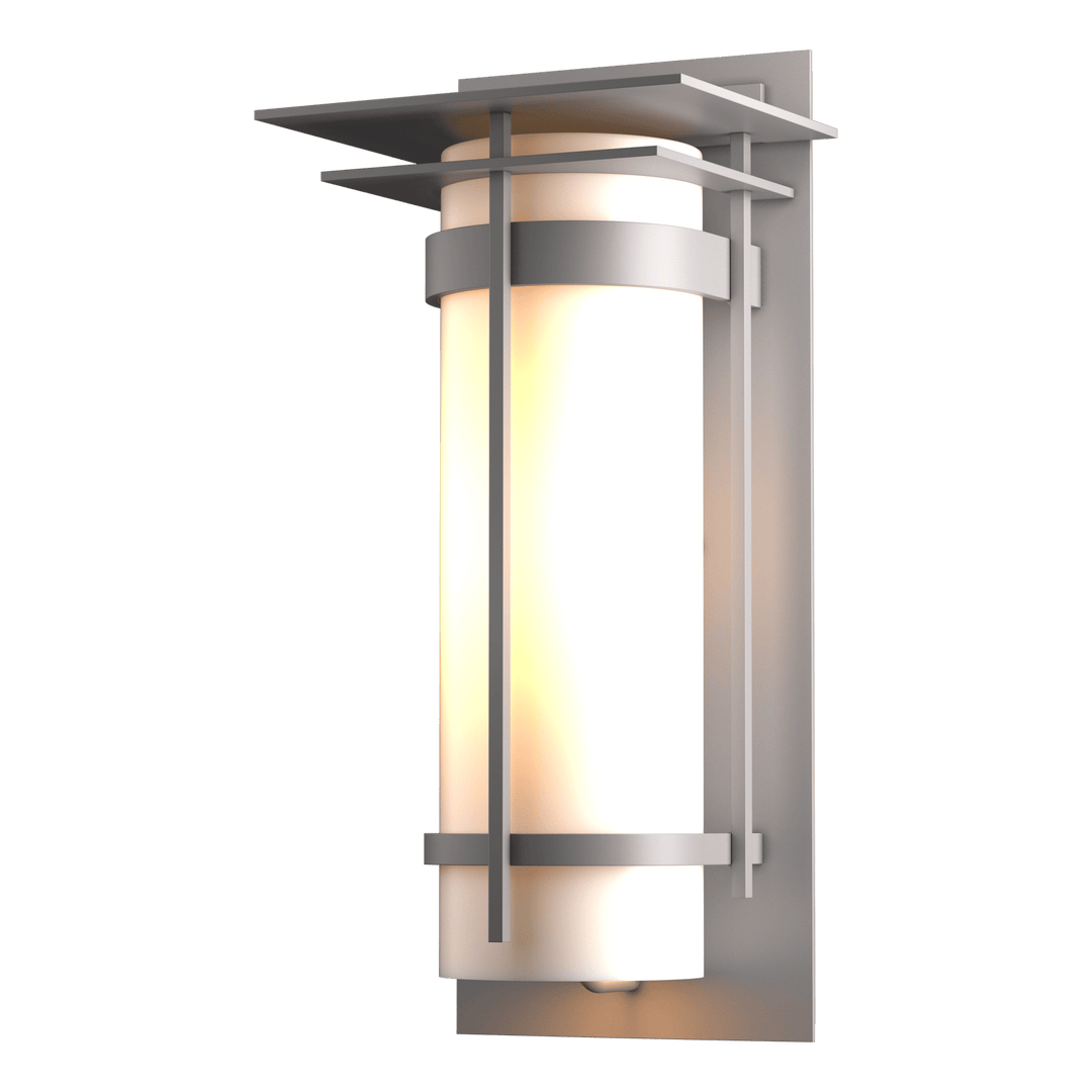 Hubbardton Forge Banded with Top Plate Large Outdoor Sconce Outdoor Wall Lights Hubbardton Forge Coastal Burnished Steel  