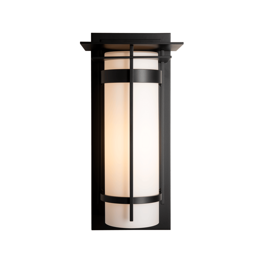 Hubbardton Forge Banded with Top Plate Large Outdoor Sconce Outdoor Wall Lights Hubbardton Forge Coastal Black  