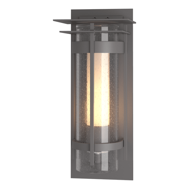 Hubbardton Forge Torch with Top Plate Outdoor Sconce Outdoor Wall Lights Hubbardton Forge Coastal Burnished Steel  