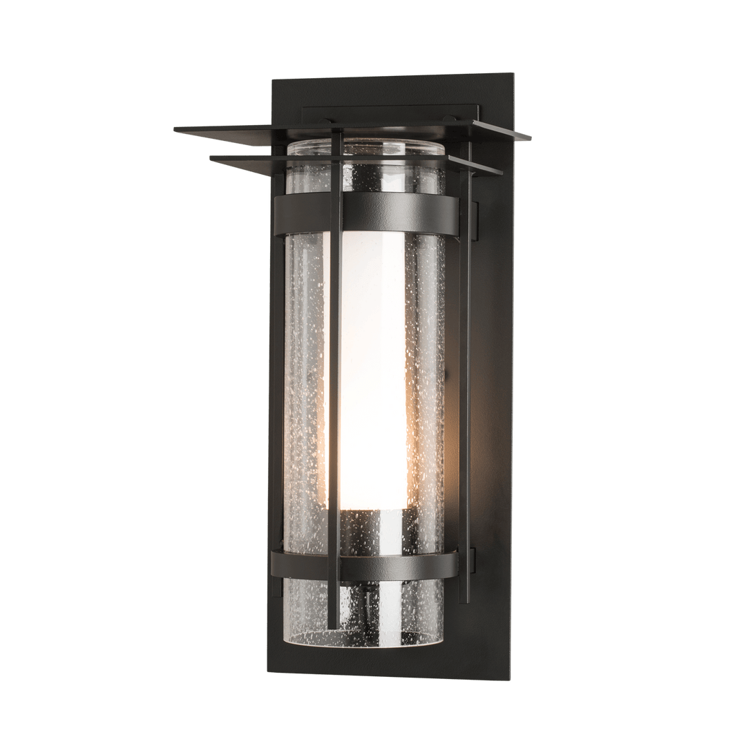 Hubbardton Forge Torch with Top Plate Outdoor Sconce Outdoor Wall Lights Hubbardton Forge Coastal Black  