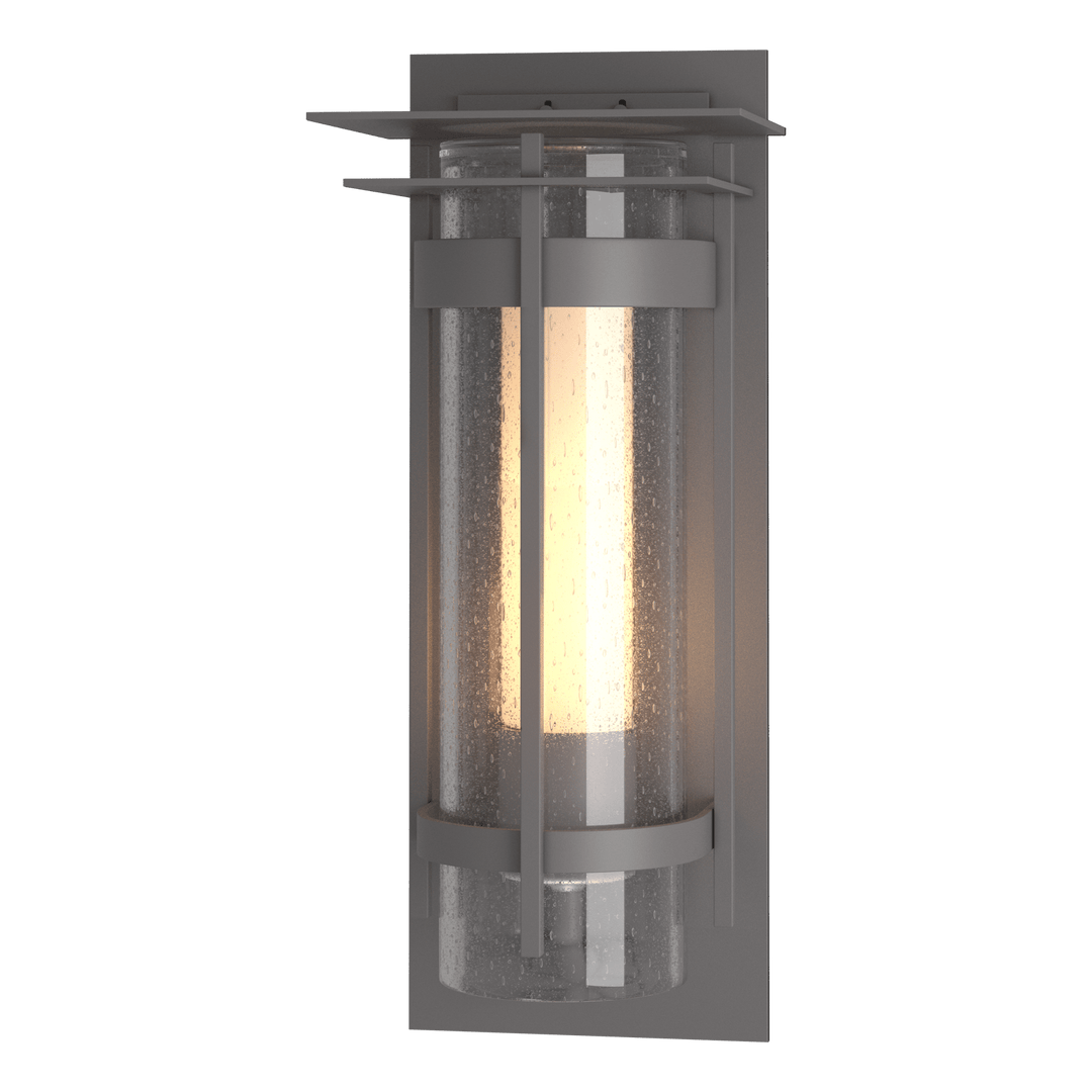 Hubbardton Forge Torch with Top Plate Large Outdoor Sconce Outdoor Wall Lights Hubbardton Forge Coastal Burnished Steel  