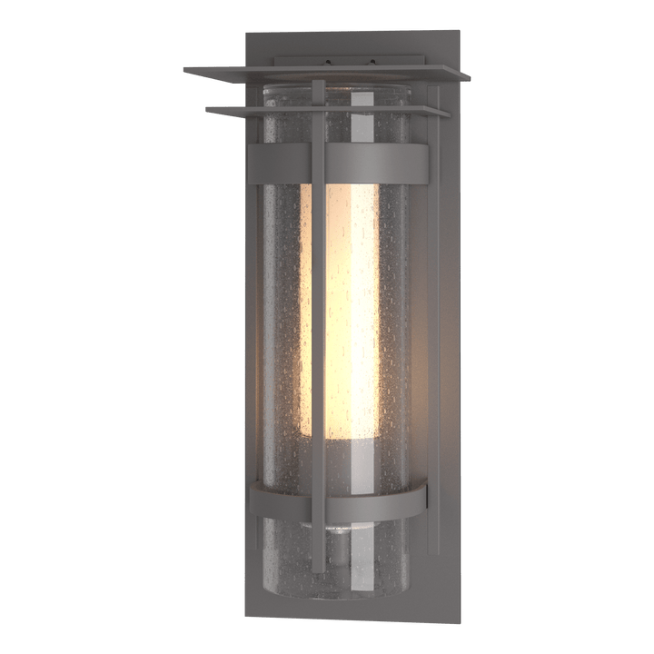 Hubbardton Forge Torch with Top Plate Large Outdoor Sconce Outdoor Wall Lights Hubbardton Forge Coastal Burnished Steel  