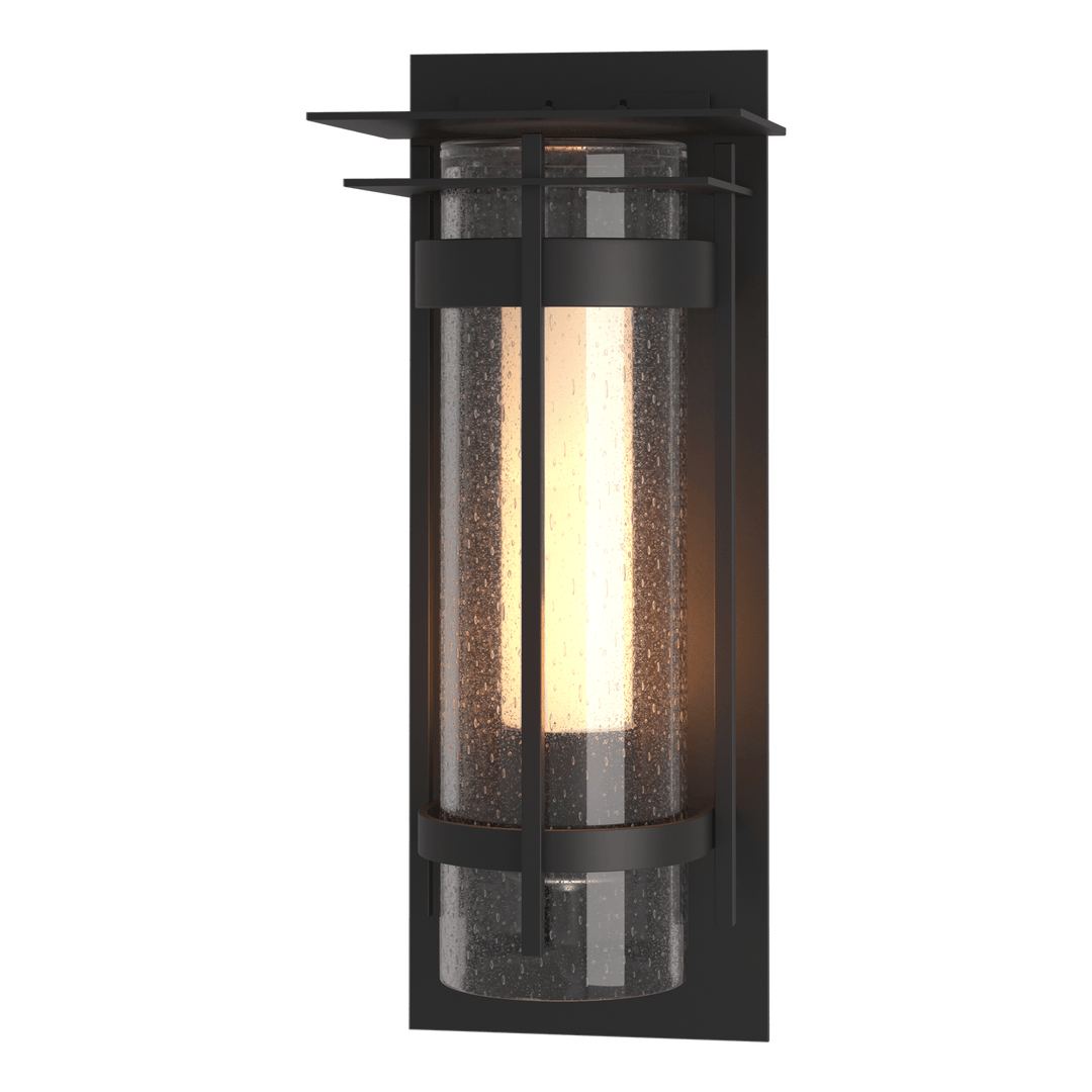 Hubbardton Forge Torch with Top Plate Large Outdoor Sconce Outdoor Wall Lights Hubbardton Forge Coastal Black  