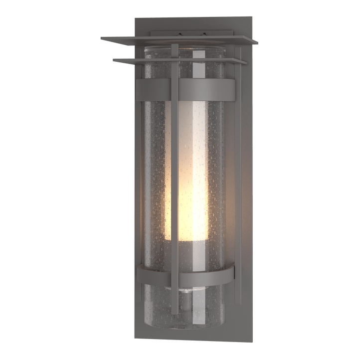 Hubbardton Forge Torch XL Outdoor Sconce with Top Plate Outdoor Wall Lights Hubbardton Forge Coastal Burnished Steel Seeded Glass with Opal Diffuser (ZS) 