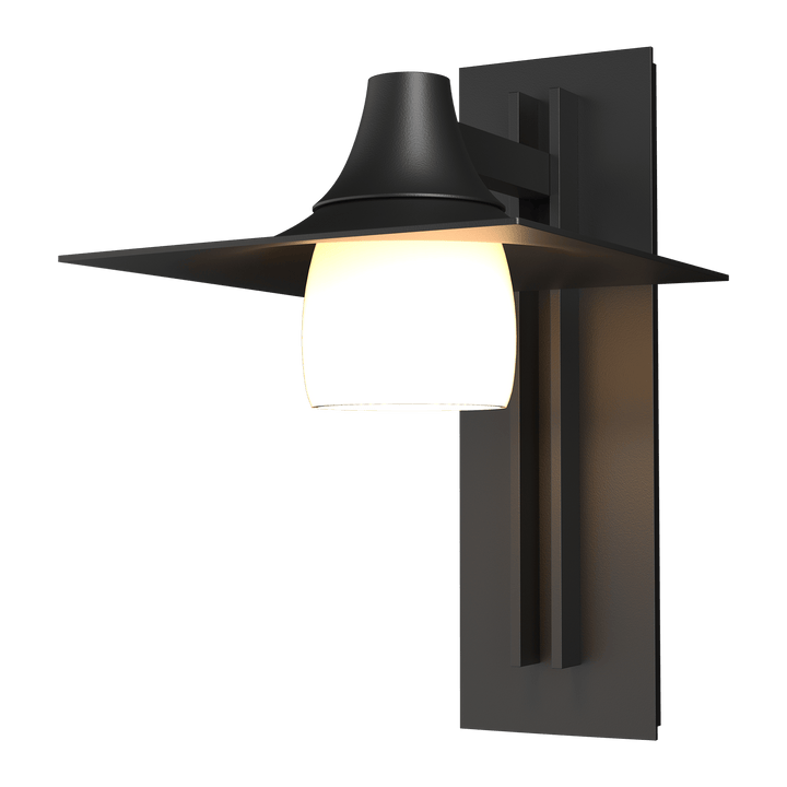 Hubbardton Forge Hood Large Outdoor Sconce Outdoor Wall Lights Hubbardton Forge Coastal Black Opal Glass (GG) 