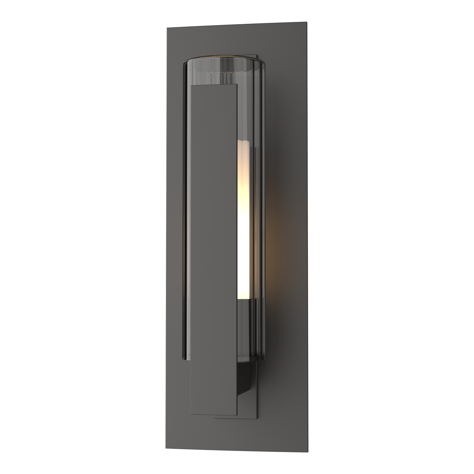 Hubbardton Forge Vertical Bar Fluted Glass Small Outdoor Sconce Outdoor l Wall Hubbardton Forge Coastal Oil Rubbed Bronze Clear Glass with Opal Diffuser (ZU) 