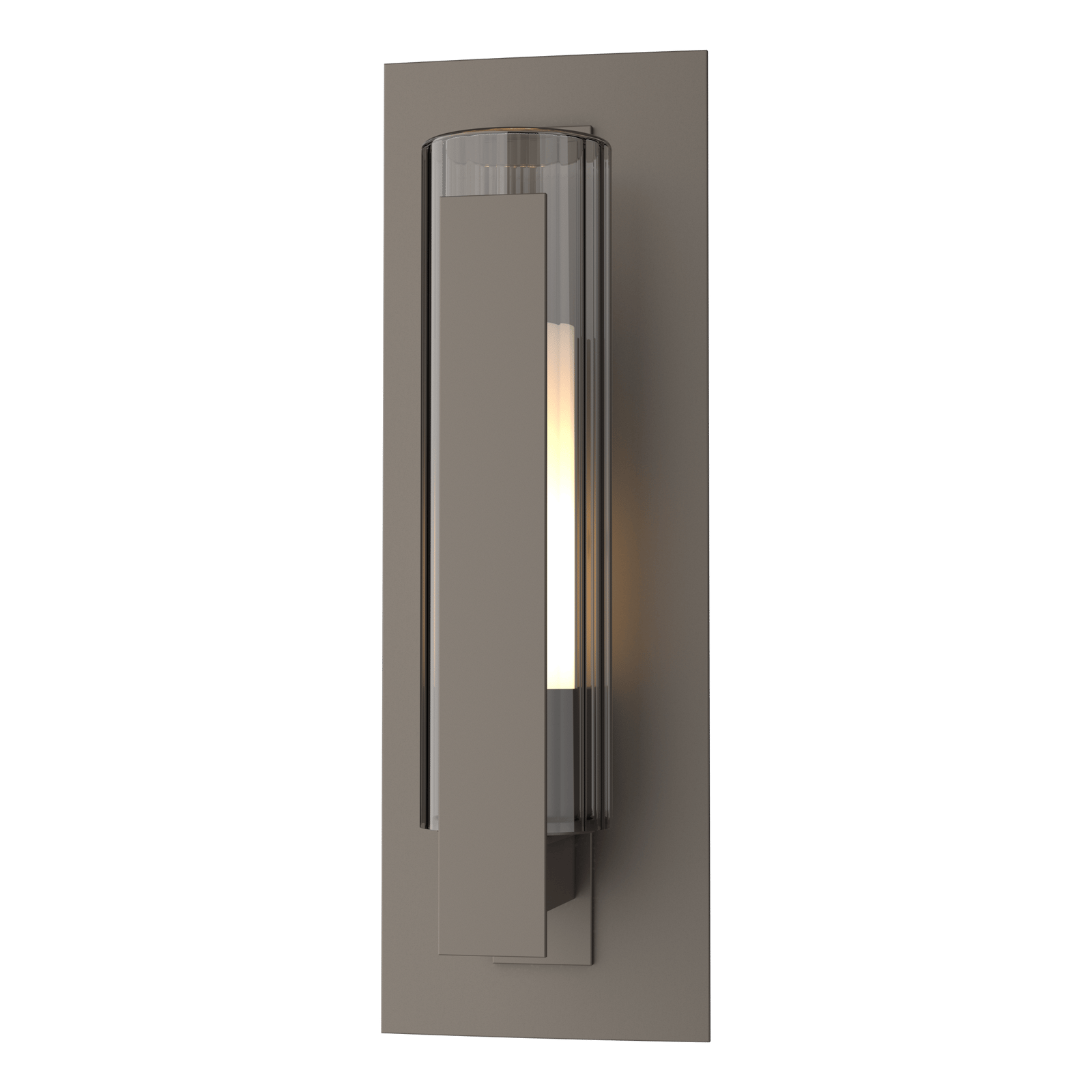 Hubbardton Forge Vertical Bar Fluted Glass Small Outdoor Sconce Outdoor l Wall Hubbardton Forge Coastal Dark Smoke Clear Glass with Opal Diffuser (ZU) 