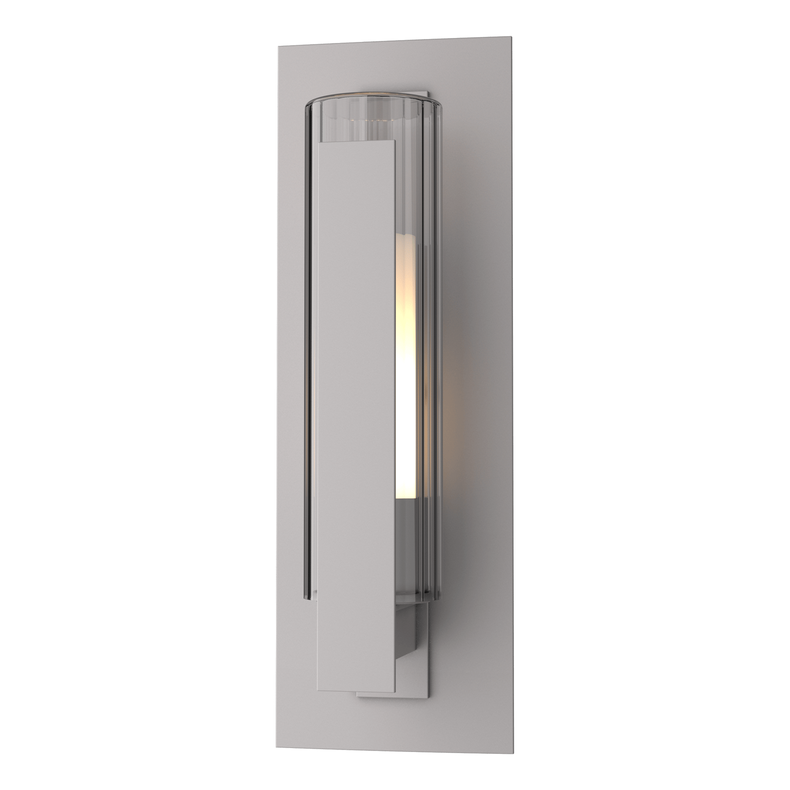 Hubbardton Forge Vertical Bar Fluted Glass Small Outdoor Sconce Outdoor l Wall Hubbardton Forge Coastal Burnished Steel Clear Glass with Opal Diffuser (ZU) 