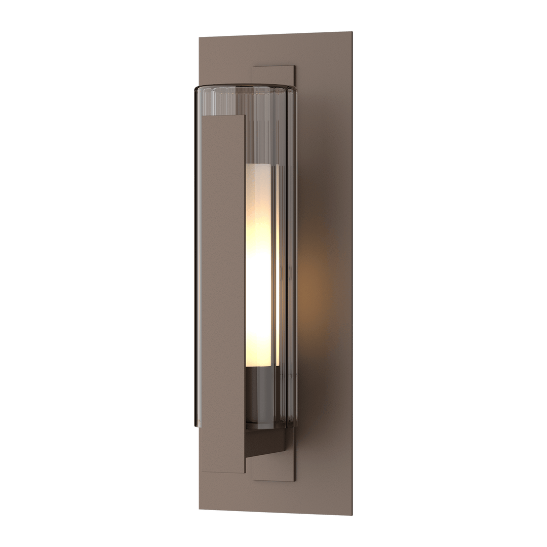 Hubbardton Forge Vertical Bar Fluted Glass Medium Outdoor Sconce Outdoor Wall Lights Hubbardton Forge Coastal Bronze Clear Glass with Opal Diffuser (ZU) 