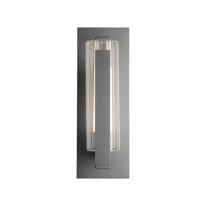 Hubbardton Forge Vertical Bar Fluted Glass Medium Outdoor Sconce Outdoor Wall Lights Hubbardton Forge Coastal Burnished Steel Clear Glass with Opal Diffuser (ZU) 