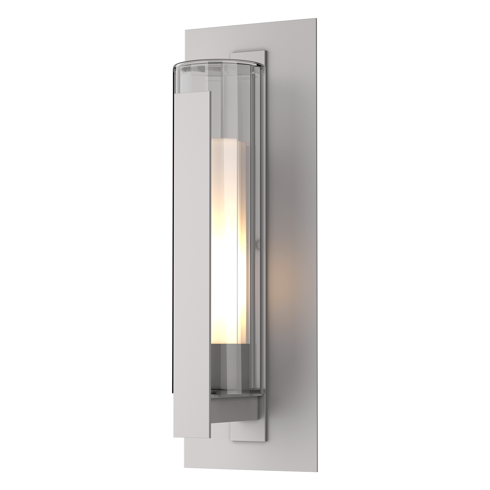 Hubbardton Forge Vertical Bar Fluted Glass Large Outdoor Sconce Outdoor l Wall Hubbardton Forge Coastal Burnished Steel Clear Glass with Opal Diffuser (ZU) 