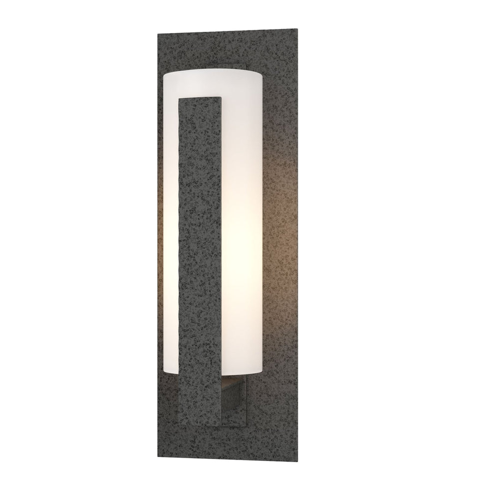 Hubbardton Forge Forged Vertical Bars Small Outdoor Sconce Outdoor Wall Lights Hubbardton Forge Coastal Natural Iron Opal Glass (GG) 