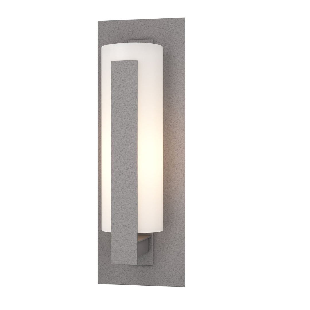 Hubbardton Forge Forged Vertical Bars Small Outdoor Sconce Outdoor Wall Lights Hubbardton Forge Coastal Burnished Steel Opal Glass (GG) 