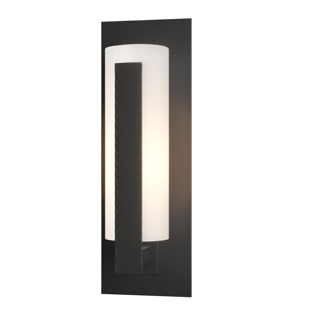 Hubbardton Forge Forged Vertical Bars Small Outdoor Sconce Outdoor Wall Lights Hubbardton Forge Coastal Black Opal Glass (GG) 