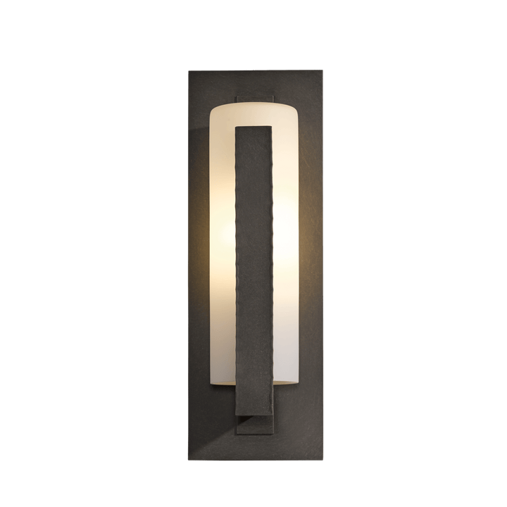 Hubbardton Forge Forged Vertical Bars Outdoor Sconce Outdoor Wall Lights Hubbardton Forge Coastal Dark Smoke Opal Glass (GG) 