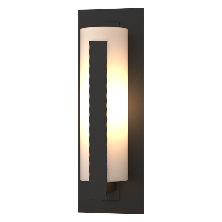 Hubbardton Forge Forged Vertical Bars Large Outdoor Sconce Outdoor Wall Lights Hubbardton Forge Coastal Oil Rubbed Bronze Opal Glass (GG) 