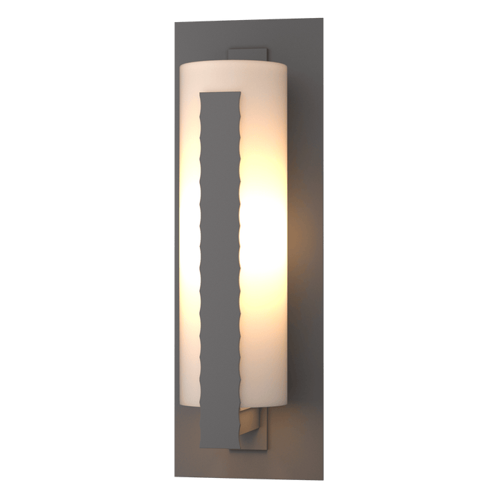 Hubbardton Forge Forged Vertical Bars Large Outdoor Sconce Outdoor Wall Lights Hubbardton Forge Coastal Burnished Steel Opal Glass (GG) 