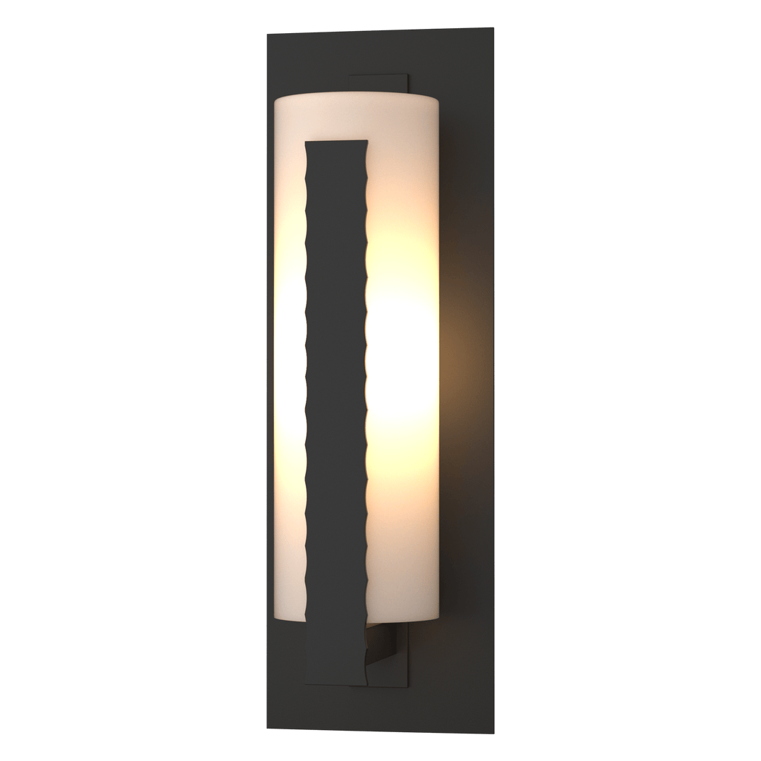 Hubbardton Forge Forged Vertical Bars Large Outdoor Sconce Outdoor Wall Lights Hubbardton Forge Coastal Black Opal Glass (GG) 