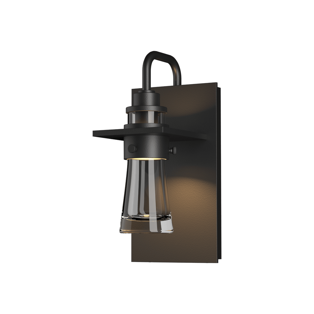 Hubbardton Forge Erlenmeyer Small Outdoor Sconce Outdoor Wall Lights Hubbardton Forge Coastal Black Clear Glass (ZM) 