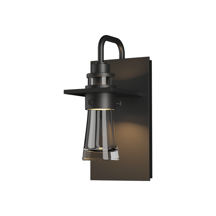 Hubbardton Forge Erlenmeyer Small Outdoor Sconce Outdoor Wall Lights Hubbardton Forge Coastal Black Clear Glass (ZM) 