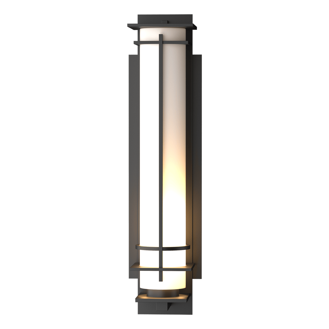 Hubbardton Forge After Hours Large Outdoor Sconce Outdoor Wall Lights Hubbardton Forge Coastal Black Opal Glass (GG) 